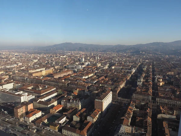 Luchtfoto Van Stad Turijn Italië Met Piazza Castello Plein — Stockfoto