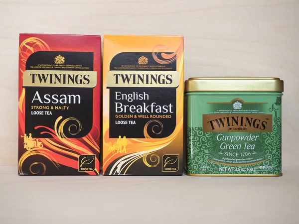 London Circa March 2020 Packets Twinings Loose Tea Including English — Stock Photo, Image