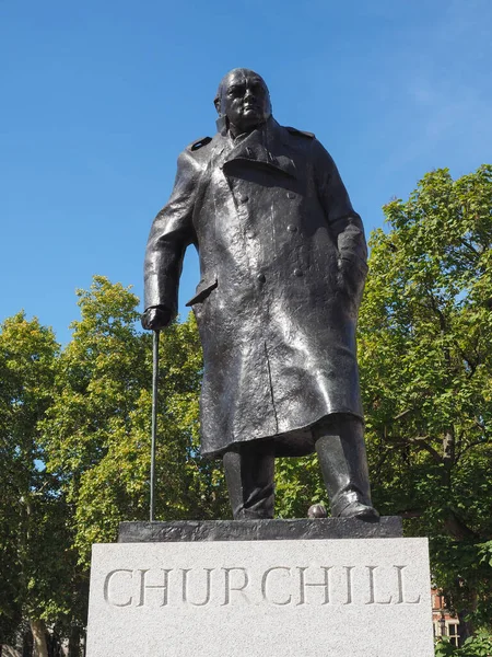 London Reino Unido Circa Septembro 2019 Estátua Winston Churchill Praça — Fotografia de Stock