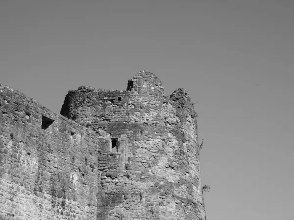 Руїни Замку Чепстоу Castell Cas Gwent Чепстоу Чорно Білому — стокове фото