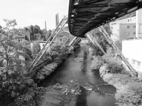 Wuppertaler Schwebebahn Que Significa Wuppertal Suspension Railway Acima Rio Wupper — Fotografia de Stock