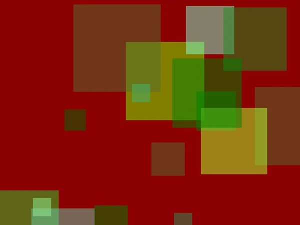 Abstraktní Minimalistická Zelená Ilustrace Čtverci Tmavě Červeným Pozadím — Stock fotografie