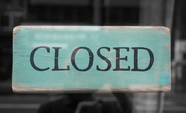 Closed Sign Shop Window Blurred Background — Stock Photo, Image