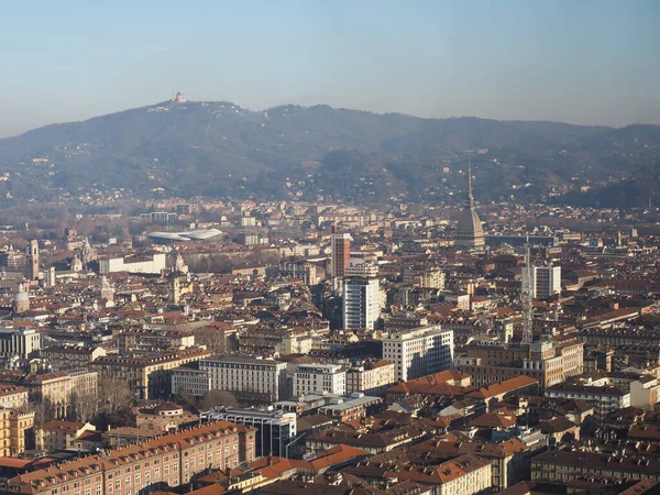 Talya Nın Torino Şehrinin Piazza Castello Meydanlı Hava Manzarası — Stok fotoğraf