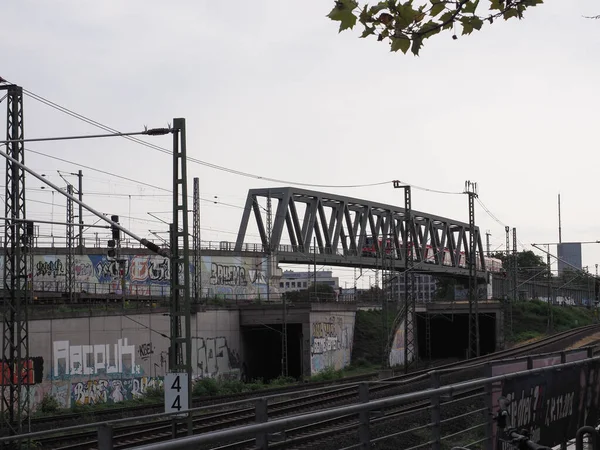 Koeln Germany Circa August 2019 Steel Railway Bridge — Stok fotoğraf