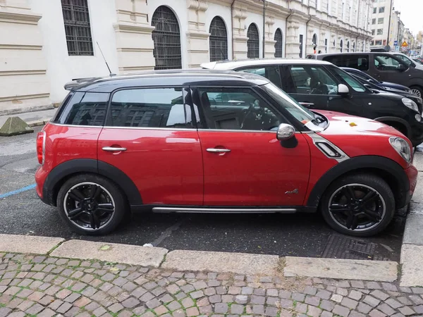 Turín Italia Circa Noviembre 2019 Mini Coche Rojo — Foto de Stock