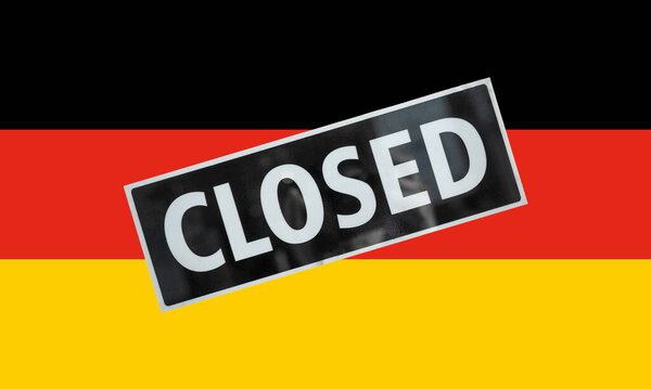 the German national flag of Germany, Europe with closed sign