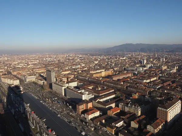 Luftaufnahme Der Stadt Turin Italien Mit Piazza Castello — Stockfoto