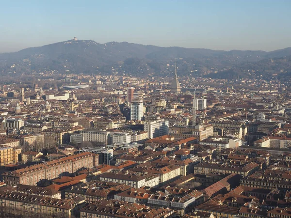 Widok Lotu Ptaka Miasto Turyn Włochy Placu Piazza Castello — Zdjęcie stockowe
