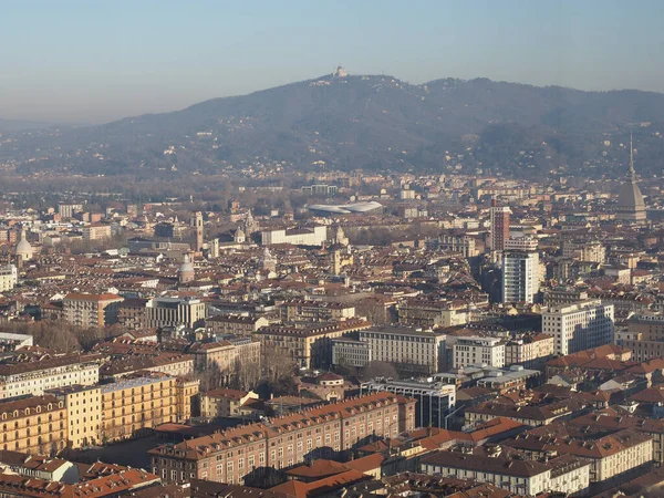 Letecký Pohled Město Turín Itálie Náměstím Piazza Castello — Stock fotografie