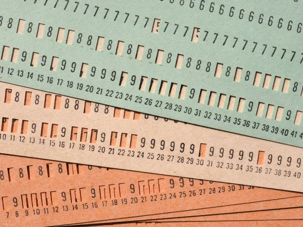 Vintage Lyukkártyák Számítógépes Adattároláshoz Programozáshoz — Stock Fotó