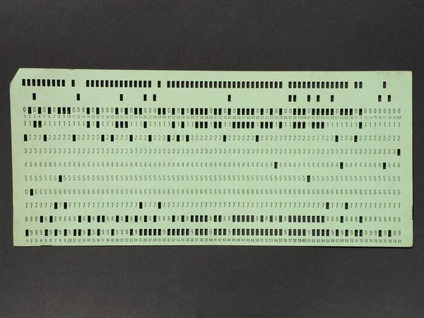 Tarjeta Perforada Vintage Para Almacenamiento Programación Datos Informáticos — Foto de Stock