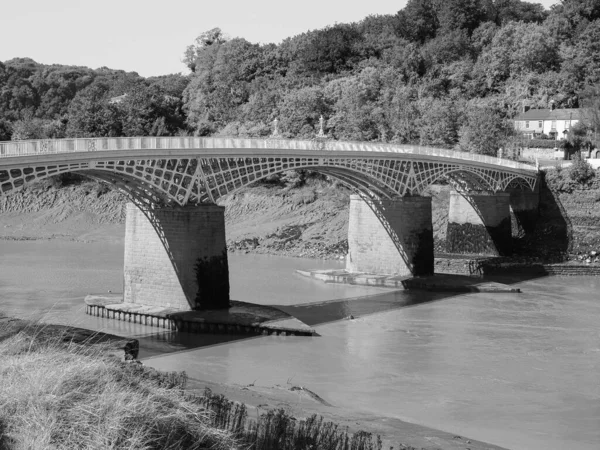 Old Wye Bridge Attraversa Fiume Tra Monmouthshire Nel Galles Gloucestershire — Foto Stock