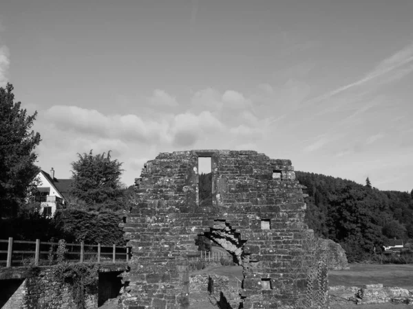 Tintern Abbey Abaty Tyndyrn Velšštině Vnitřní Dvorní Trosky Tintern Černé — Stock fotografie