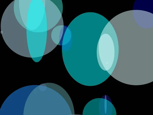 Αφηρημένη Μινιμαλιστική Μπλε Εικόνα Κύκλο Και Ελλείψεις Και Μαύρο Φόντο — Φωτογραφία Αρχείου