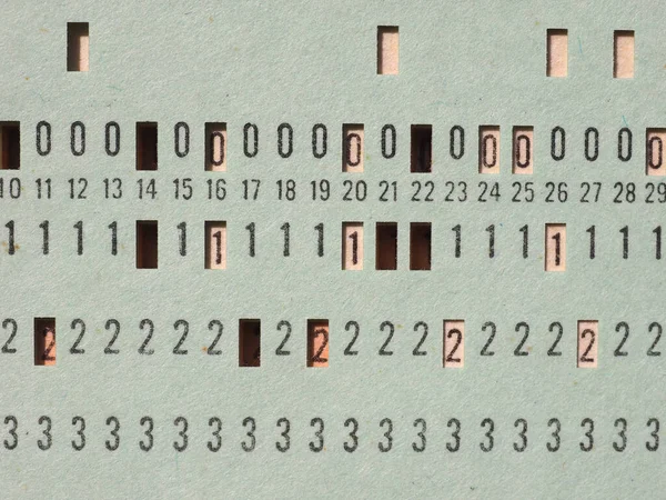 Cartão Perfurado Vintage Para Armazenamento Programação Dados Computador — Fotografia de Stock