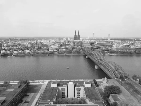 Koeln Germany Circa Ağustos 2019 Siyah Beyaz Şehrin Havadan Görünüşü — Stok fotoğraf