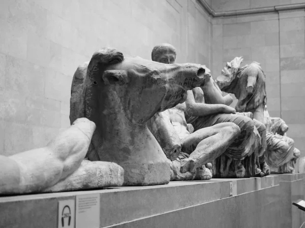 London Circa September 2019 Parthenon Sculptures British Museum Black White — Stock Photo, Image