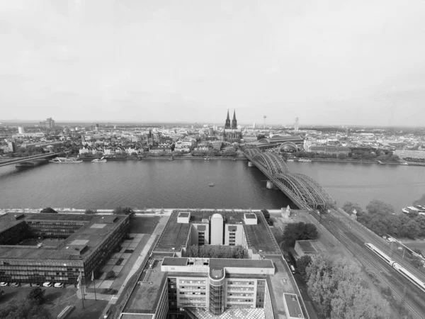 Koeln Alemanha Circa Agosto 2019 Vista Aérea Cidade Preto Branco — Fotografia de Stock