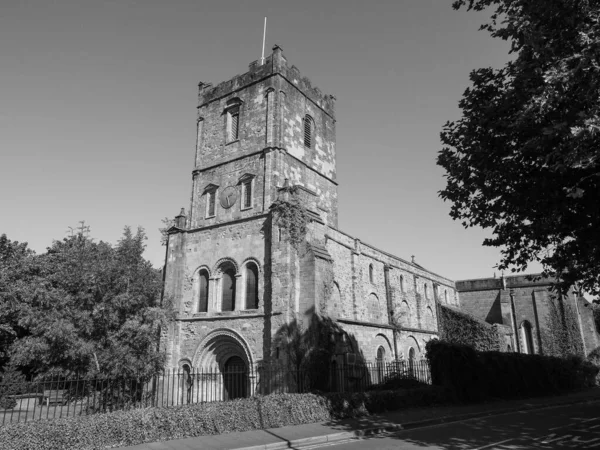 Iglesia Parroquial Prioritaria Santa María Chepstow Reino Unido Blanco Negro —  Fotos de Stock