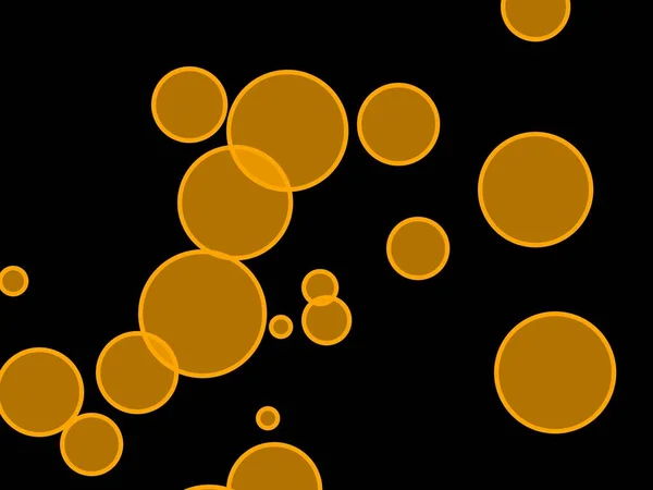 Abstract minimalist orange illustration with circles and black background