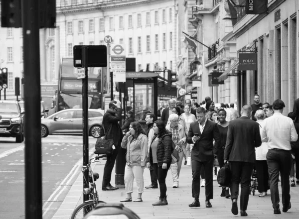 Londra Circa Settembre 2019 Persone Regent Street Bianco Nero — Foto Stock