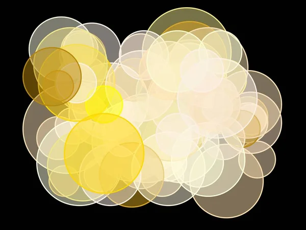 Abstract minimalist yellow illustration with circles and black background