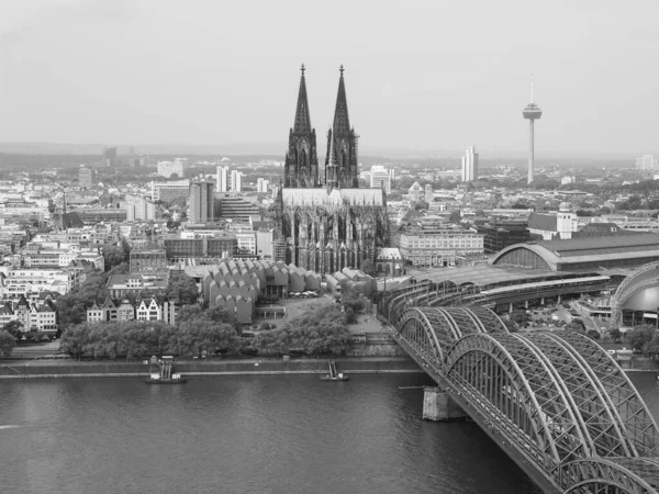 Koeln Duitsland Circa August 2019 Luchtfoto Van Stad Zwart Wit — Stockfoto