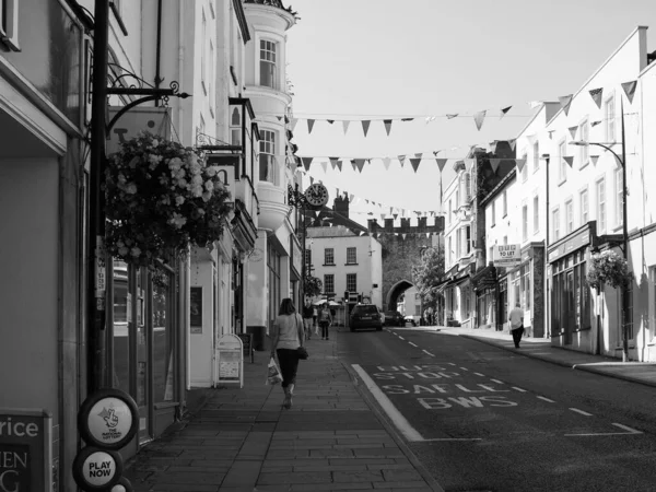 Chepstow Circa September 2019 Zicht Stad Chepstow Zwart Wit — Stockfoto