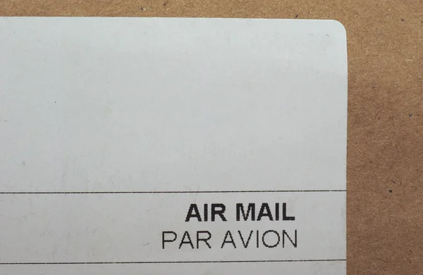 Sobre Carta Correo Aéreo Primera Clase Con Etiqueta Blanco —  Fotos de Stock