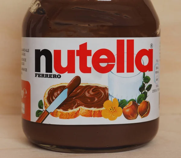 Alba Itália Circa Abril 2020 Frasco Nutella Ferrero Creme — Fotografia de Stock