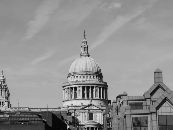 Paul Cathedral Church Londynie Wielkiej Brytanii Czerni Bieli — Zdjęcie stockowe