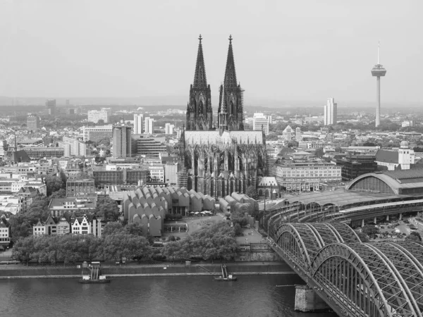 Koeln Alemanha Circa Agosto 2019 Vista Aérea Cidade Preto Branco — Fotografia de Stock