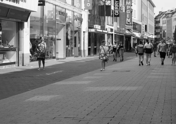 Aachen Deutschland August 2019 Menschen Der Innenstadt Schwarz Auf Weiß — Stockfoto