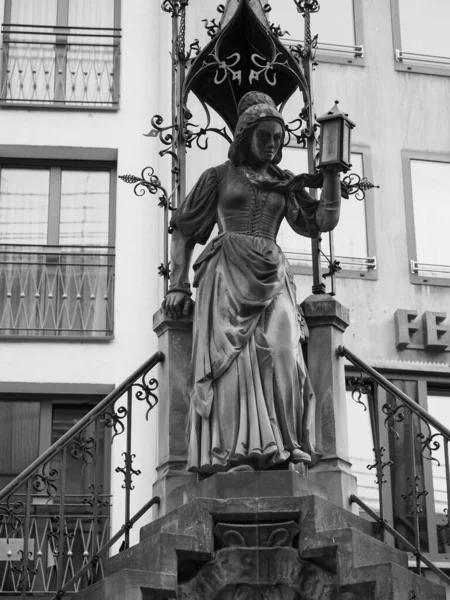 Koeln Germany Circa August 2019 Heinzelmaennchenbrunnen Fountain Black White — Stock Photo, Image