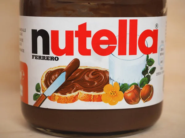 Alba Italy Circa April 2020 Jar Nutella Ferrero Cream — Stok Foto