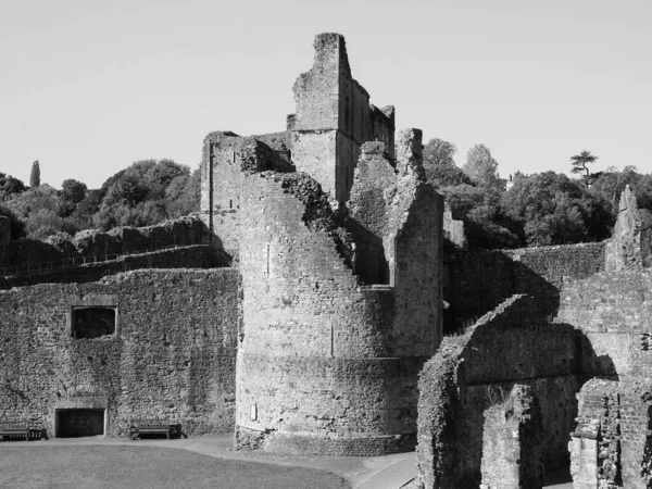 Chepstow Circa 2019年9月 黒と白のチェプストウ城 ウェールズ語でCastell Cas Gwent Welshs の遺跡 — ストック写真