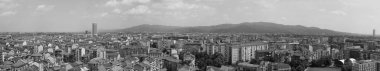 İtalya, Torino şehrinin siyah beyaz hava manzarası