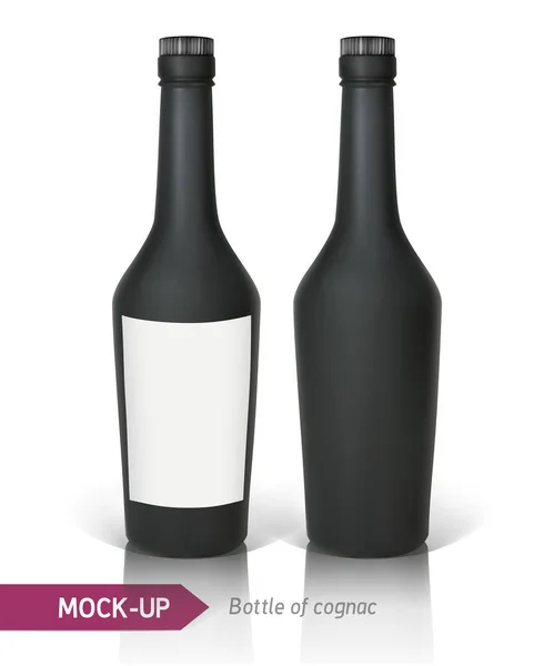 Botella negra de coñac — Archivo Imágenes Vectoriales