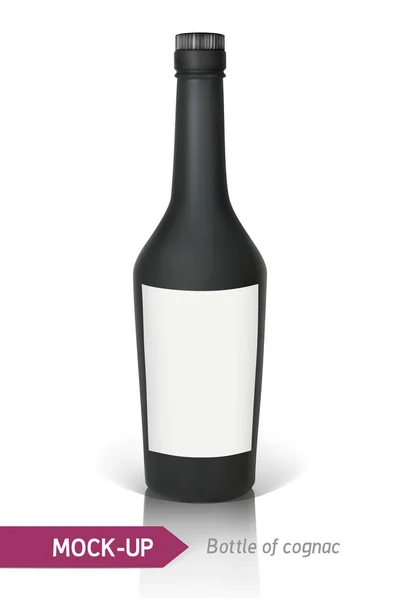Чорна пляшка коньяку — стоковий вектор