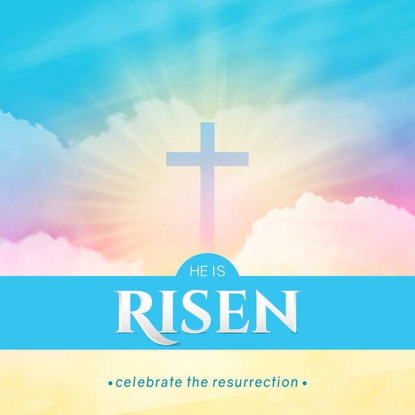Christian religious design for Easter celebration. Square vector banner