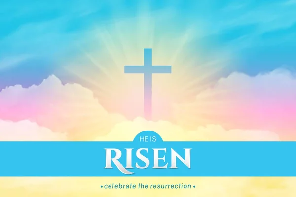 Christian religious design for Easter celebration. Rectangular horizontal banner — Stock Vector