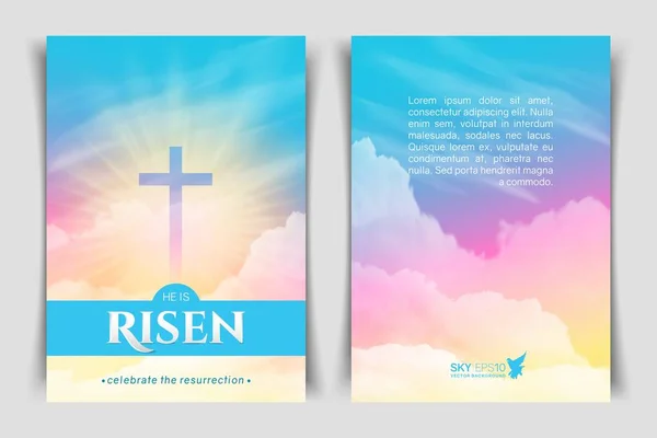 Paskalya kutlaması için Hıristiyan dini tasarımı. Vektör dikey posteri.
