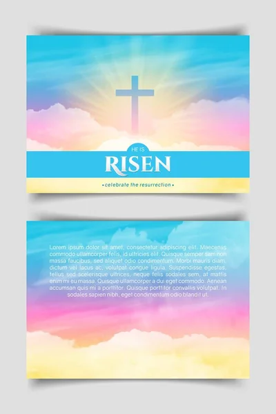 Projeto religioso cristão para a celebração da Páscoa. Cartaz horizontal vetorial . — Vetor de Stock