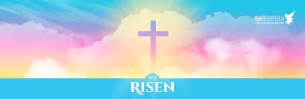 Christian religious design for Easter celebration. Narrow horizontal banner — Stock Vector
