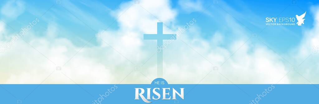 Christian religious design for Easter celebration. Narrow horizontal banner