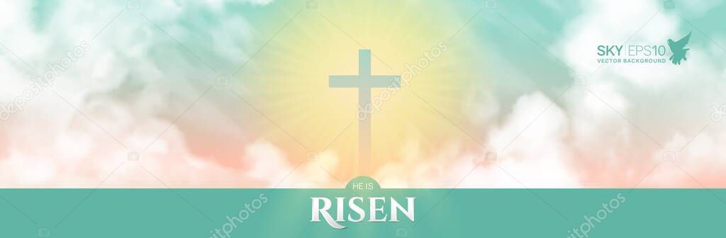 Christian religious design for Easter celebration. Narrow horizontal banner