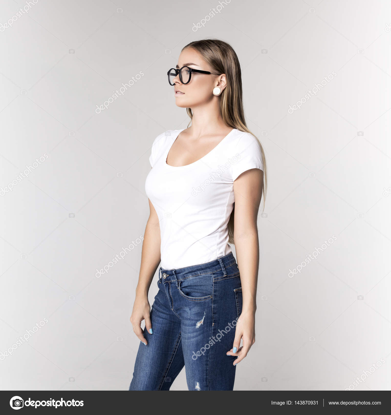 Young Woman With Blond Hair In Blue Jeans Woman Without Makeup Fashion Model Emotional Girl Stock Photo By C Karynache Young Woman With Blond Hair In Blue Jeans Woman Without Makeup Fashion Model Emotional Girl Stock Photo By C Karynache