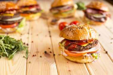 Taze ev yapımı hamburger closeup