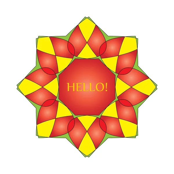 Венок, эмблема, символ красного восьмиугольника 2 — стоковый вектор